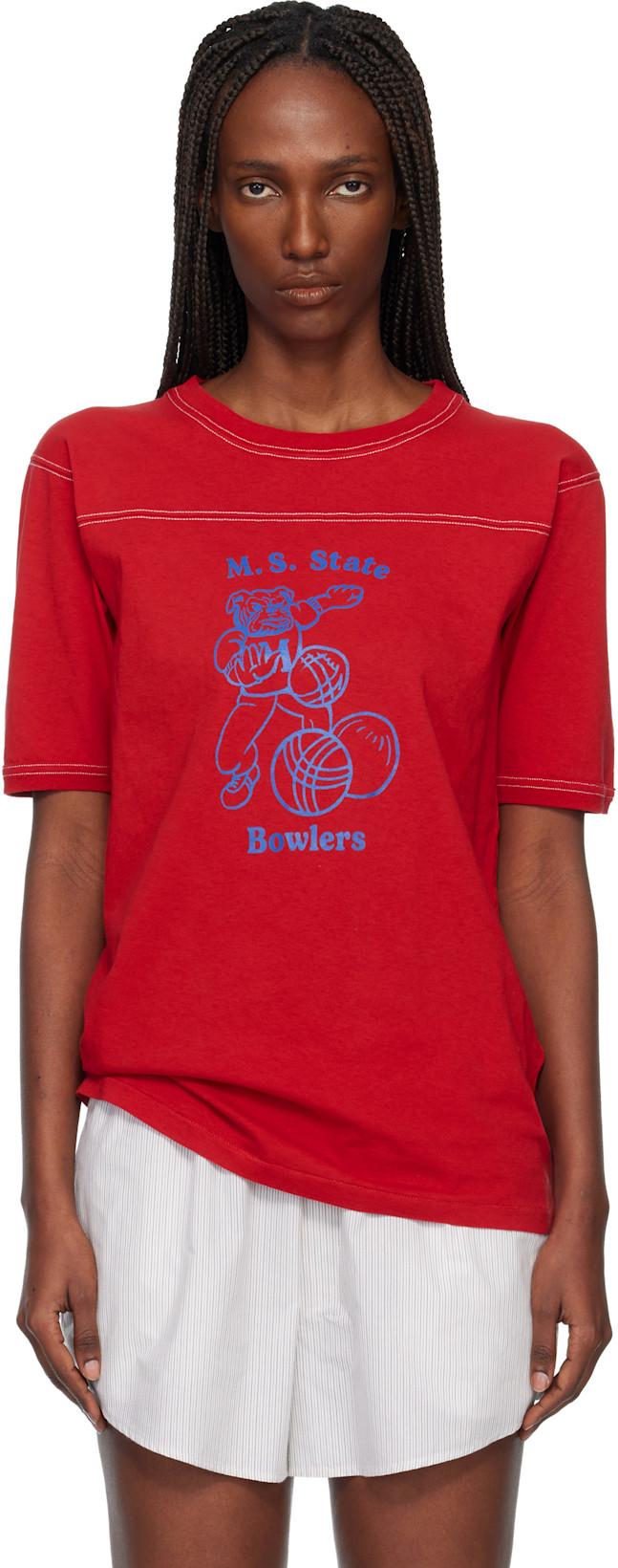Red Cotton Varsity T-shirt by MAISON MARGIELA