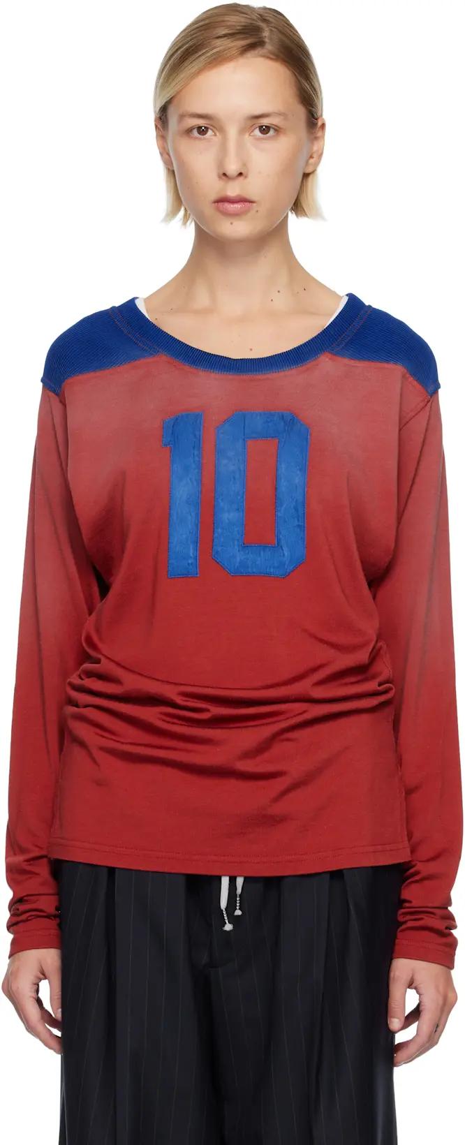 Red & Blue Varsity Long-Sleeved T-shirt by MAISON MARGIELA