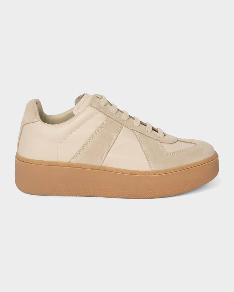Replica Mixed Leather Platform Sneakers by MAISON MARGIELA