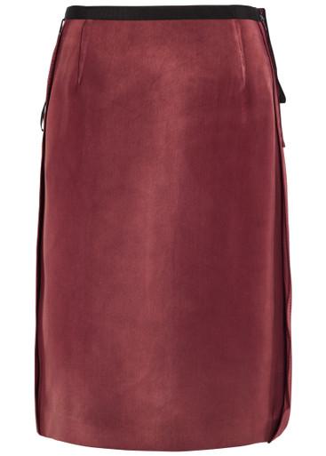 Reverse-effect satin midi skirt by MAISON MARGIELA