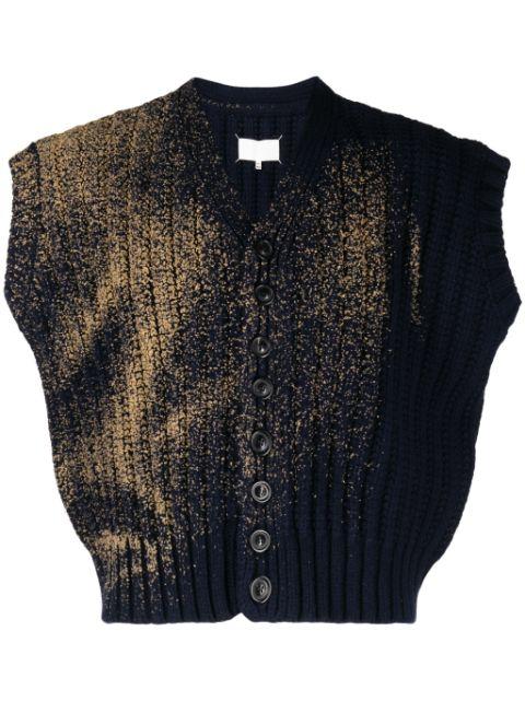 Sandstorm contrasting-trim V-neck cardigan by MAISON MARGIELA