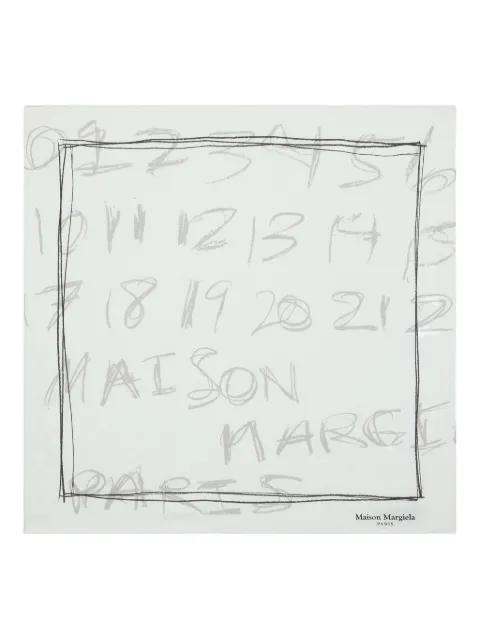 Scribbled Numerical silk scarf by MAISON MARGIELA