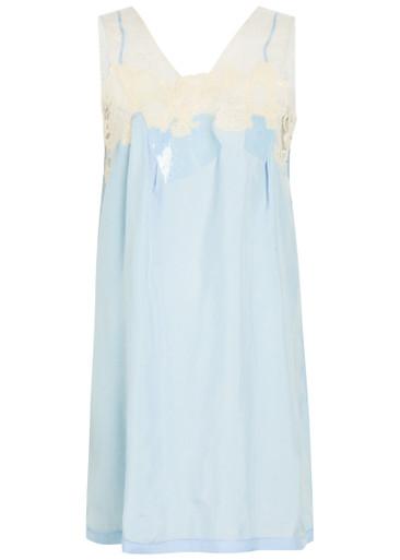 Sellotape-effect lace-trim satin mini dress by MAISON MARGIELA