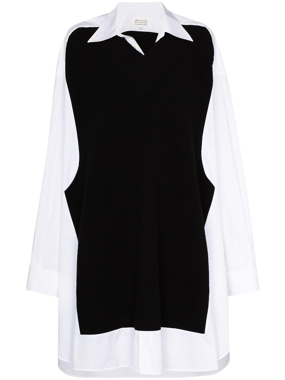 Spliced knit-detail shirtdress by MAISON MARGIELA