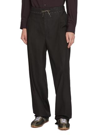 Straight Leg Light Fresco Wool Drawstring Waist Pants by MAISON MARGIELA