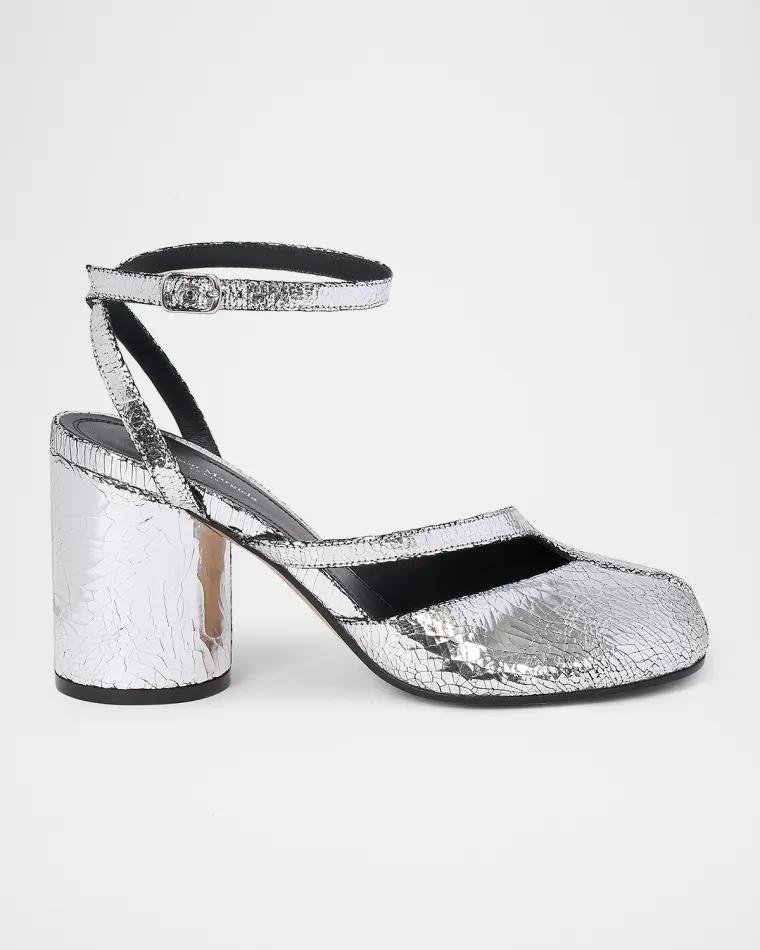 Tabi Broken Mirror Leather Split-Toe Pumps by MAISON MARGIELA
