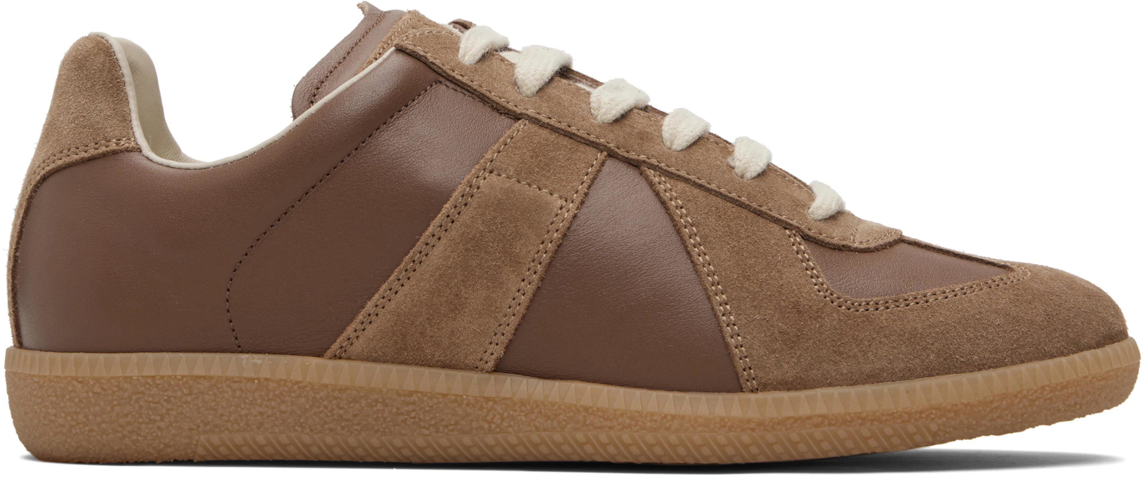 Tan Replica Sneakers by MAISON MARGIELA
