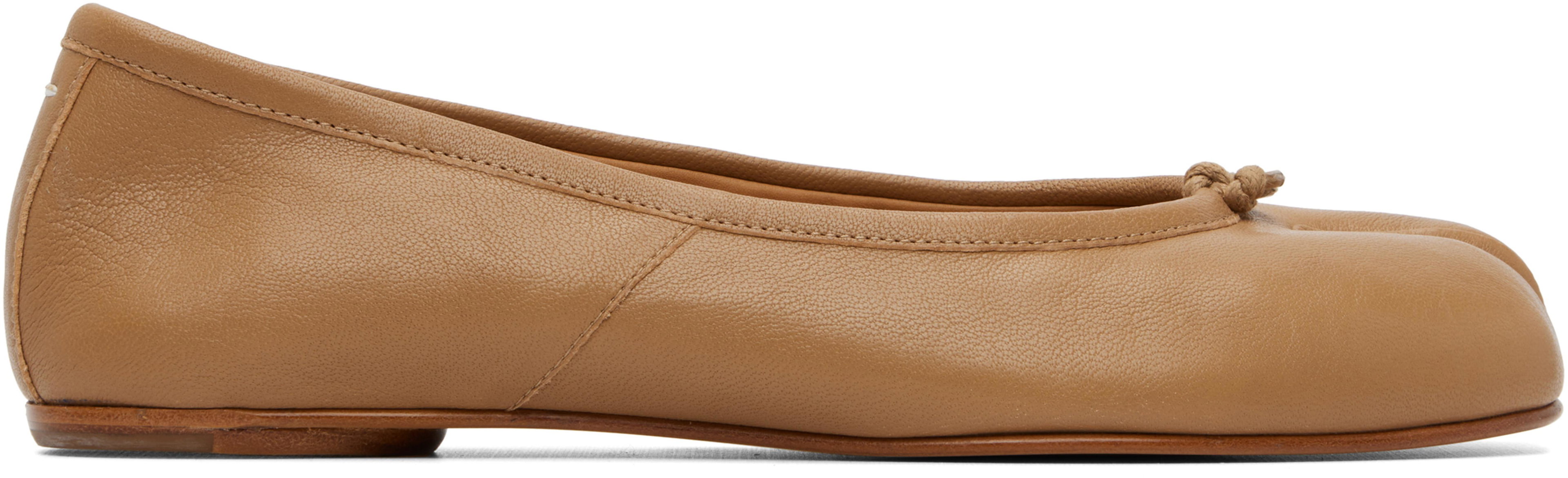 Tan Tabi Ballerina Flats by MAISON MARGIELA