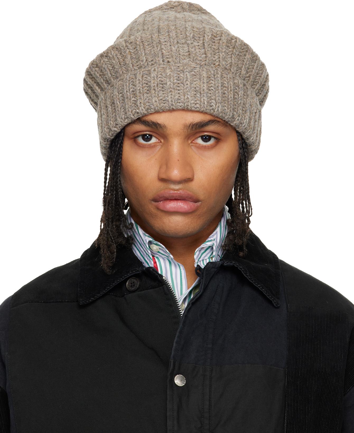 Taupe Rib-Knit Beanie by MAISON MARGIELA