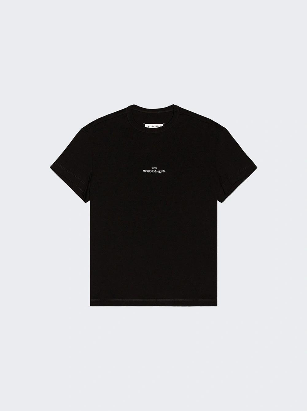 Upside Down Logo Short Sleeve Tee Black And White Embroidery  | The Webster by MAISON MARGIELA