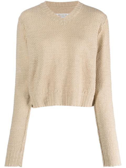 V-neck basket-weave jumper by MAISON MARGIELA