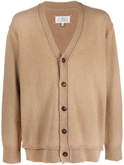V-neck elbow-patch cardigan by MAISON MARGIELA