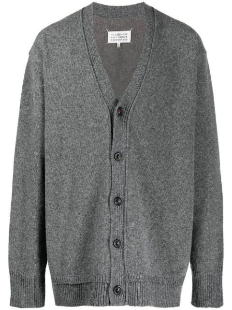 V-neck elbow-patch cardigan by MAISON MARGIELA