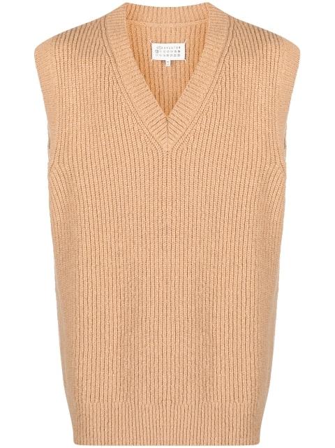 V-neck ribbed-knit vest by MAISON MARGIELA