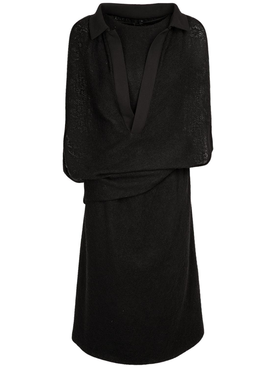 Wool Knit Caped Midi Dress by MAISON MARGIELA