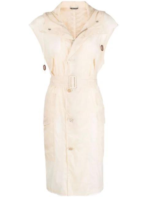 belted hoodied trench coat by MAISON MARGIELA