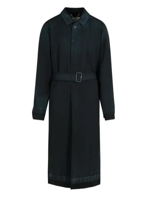 belted pointed-collar coat by MAISON MARGIELA