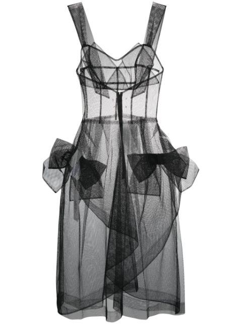 bow-appliqué tulle midi dress by MAISON MARGIELA