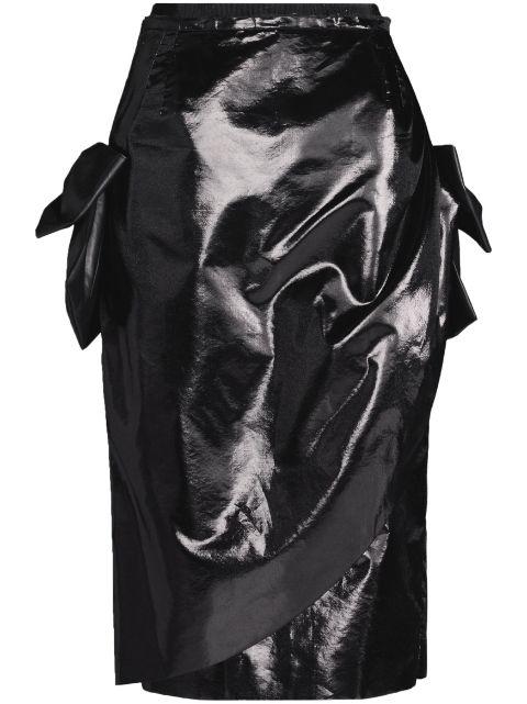 bow-detail asymmetric midi skirt by MAISON MARGIELA
