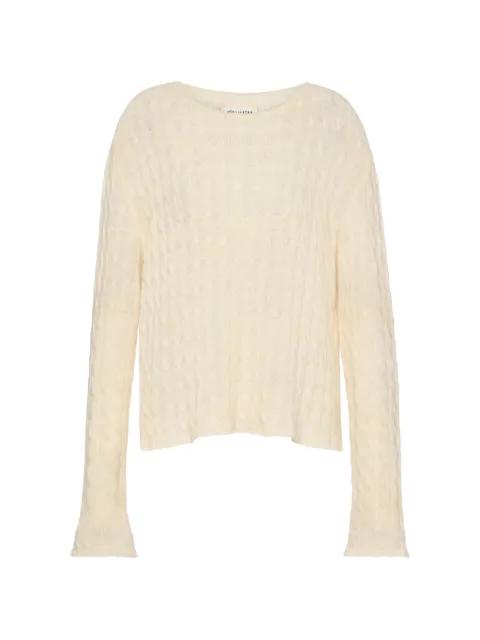 cable-knit four white stitches cardigan by MAISON MARGIELA