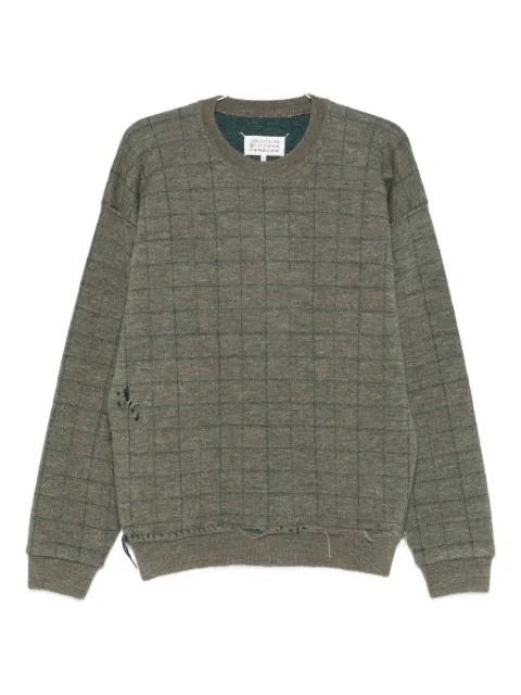 check-pattern distressed sweater by MAISON MARGIELA