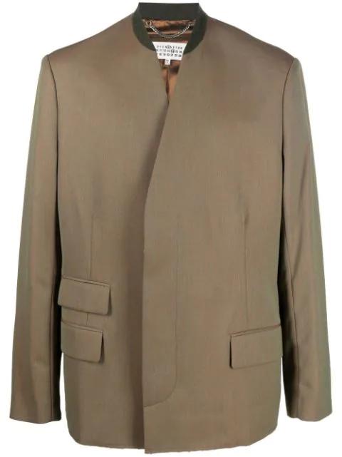 collarless single-breasted wool blazer by MAISON MARGIELA