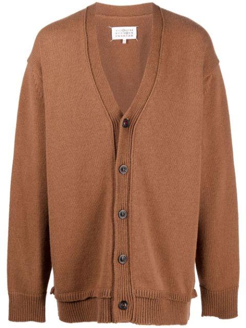 elbow-patch V-neck cardigan by MAISON MARGIELA