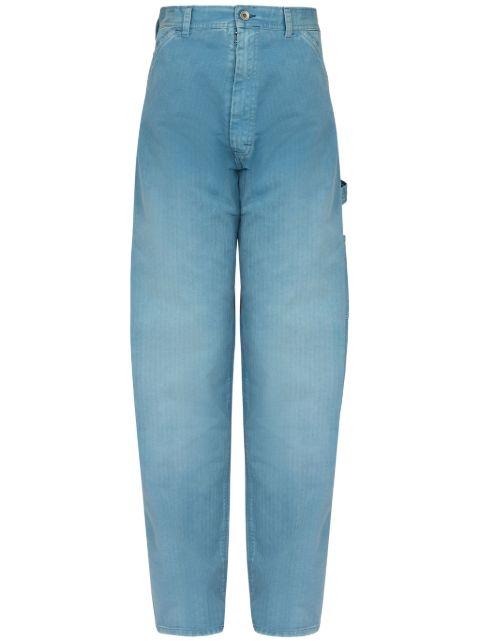 embroidered-logo drop-crotch wide-leg jeans by MAISON MARGIELA