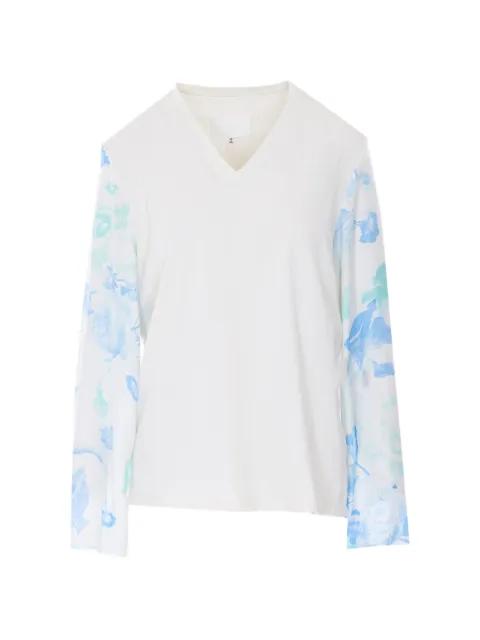 floral-print V-neck T-shirt by MAISON MARGIELA