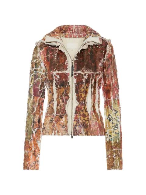 fragmented floral zip-up cardigan by MAISON MARGIELA