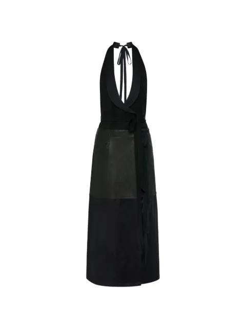 halterneck patchwork wool midi dress by MAISON MARGIELA