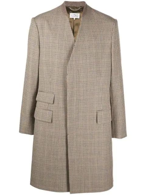herringbone-pattern collarless coat by MAISON MARGIELA