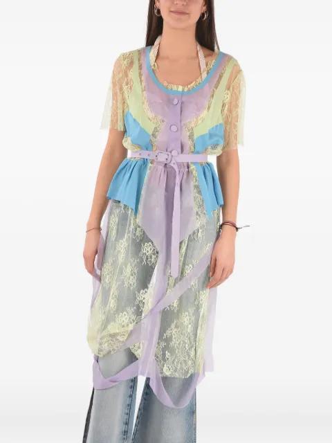 lace-paneled belted dress by MAISON MARGIELA