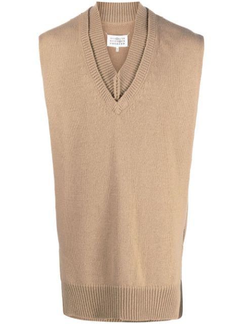 layered V-neck vest by MAISON MARGIELA