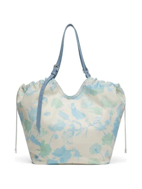 medium floral-print drawstring-detail cotton tote bag by MAISON MARGIELA