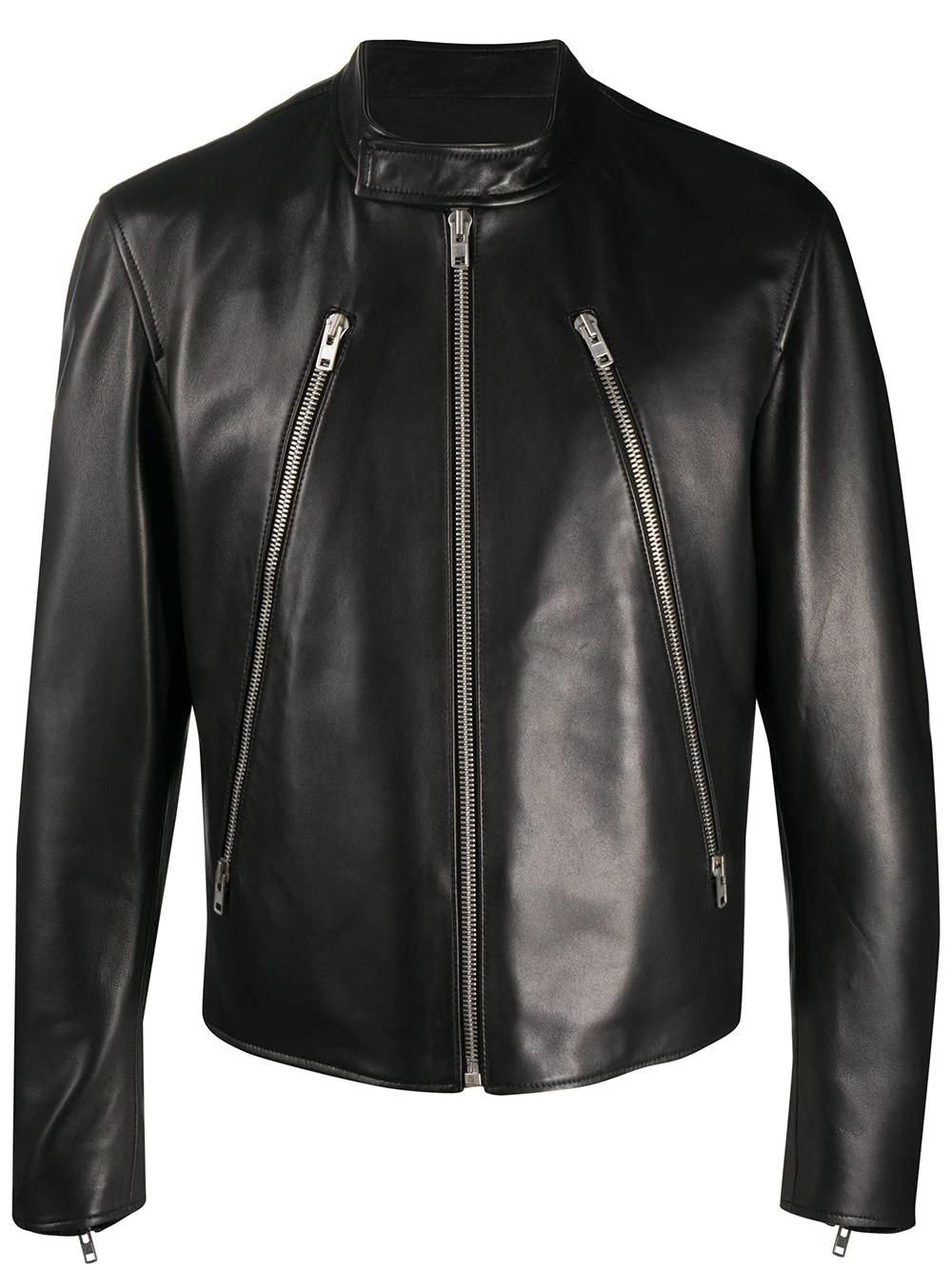 mock neck leather jacket by MAISON MARGIELA