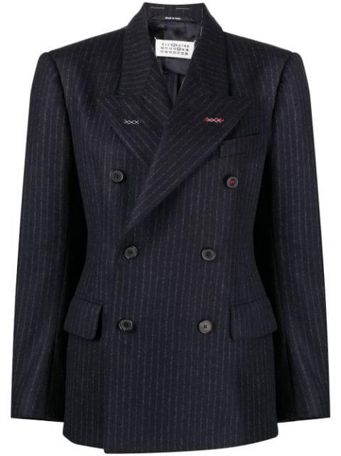 pinstripe double-breasted wool blazer by MAISON MARGIELA