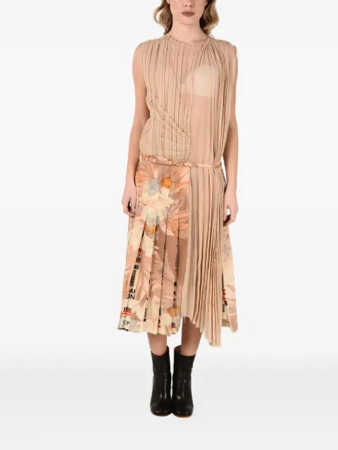 pleated floral-print midi dress by MAISON MARGIELA