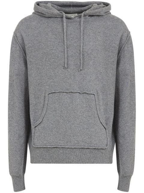 pouch-pocket knitted drawstring hoodie by MAISON MARGIELA