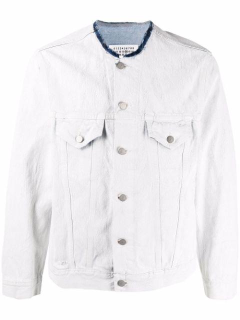 raw-cut collar denim jacket by MAISON MARGIELA