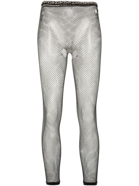 rhinestone-embellished mesh leggings by MAISON MARGIELA