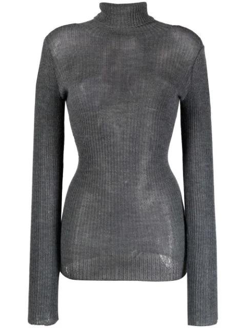 ribbed-knit roll neck top by MAISON MARGIELA