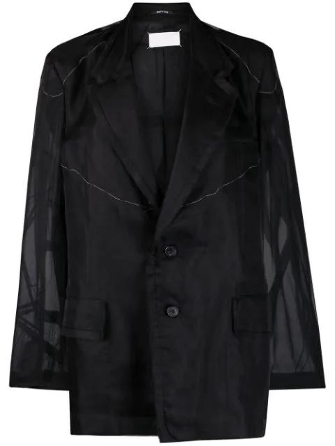 sheer-panel single-breasted jacket by MAISON MARGIELA