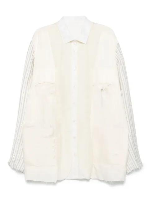 striped layered overshirt jacket by MAISON MARGIELA