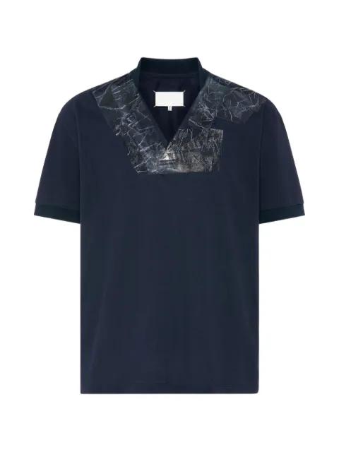 tape-detail V-neck polo shirt by MAISON MARGIELA