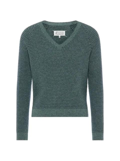waffle-knit V-neck sweater by MAISON MARGIELA