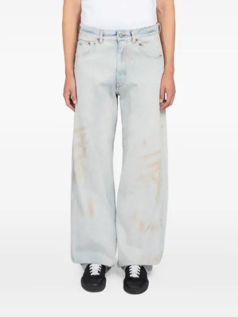 whiskered faded-effect wide-leg jeans by MAISON MARGIELA