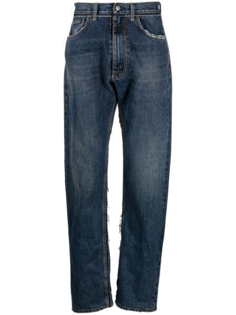 x Pendleton yoke-detail tapered jeans by MAISON MARGIELA
