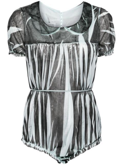 zebra-print short-sleeve bodysuit by MAISON MARGIELA