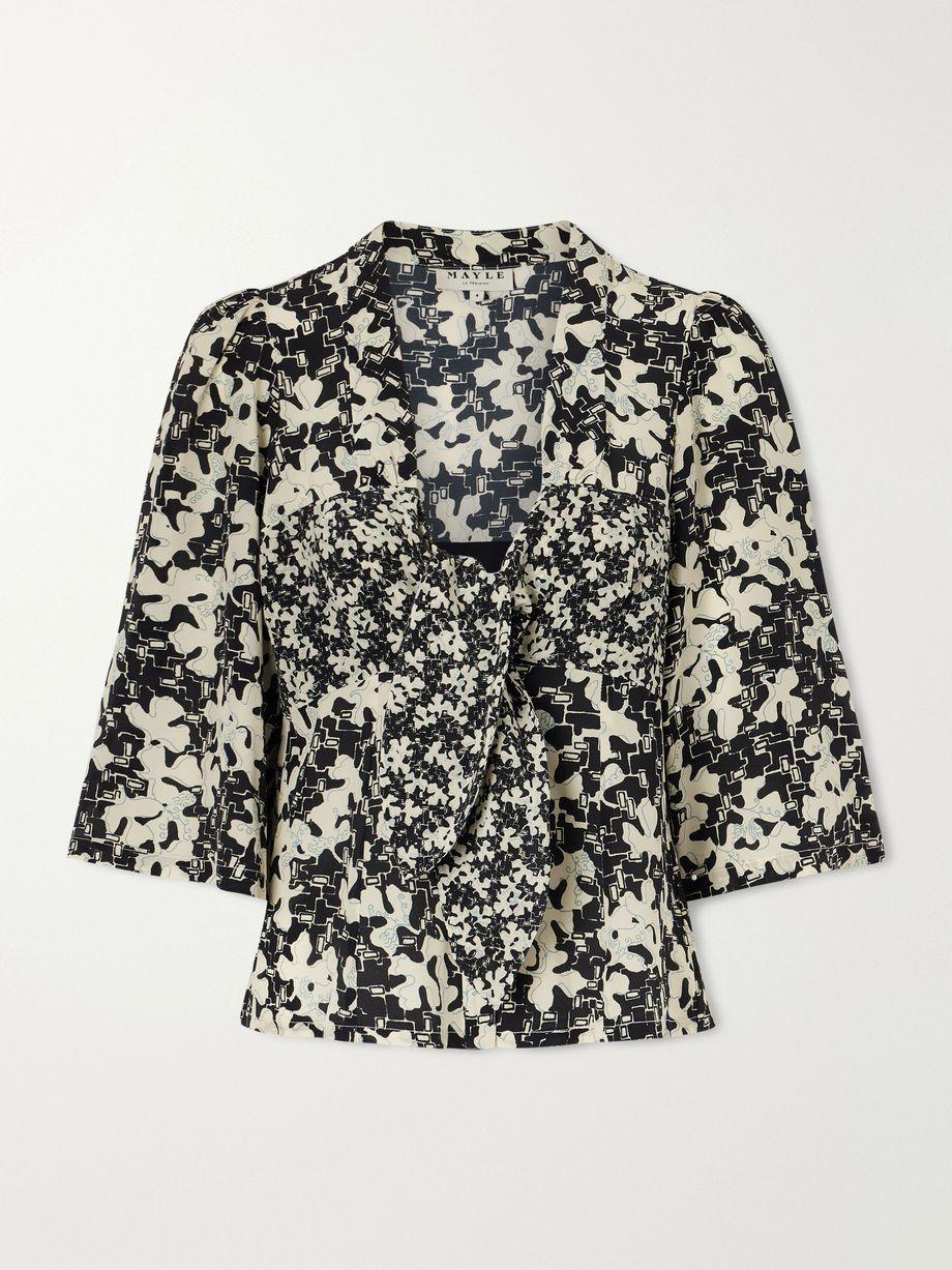 Kazu floral-print silk top by MAISON MAYLE